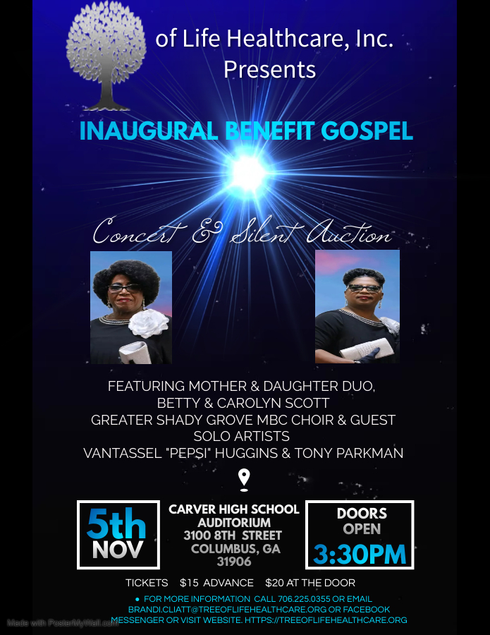 Flyer for gospel concert and silent auction